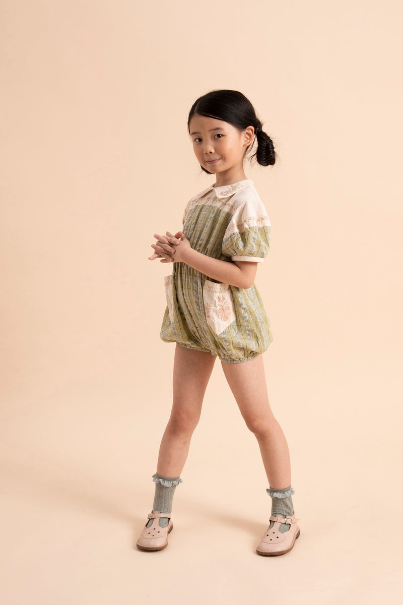 'Nellie' Jumpsuit - Seersucker Sage Check – Sage Kids