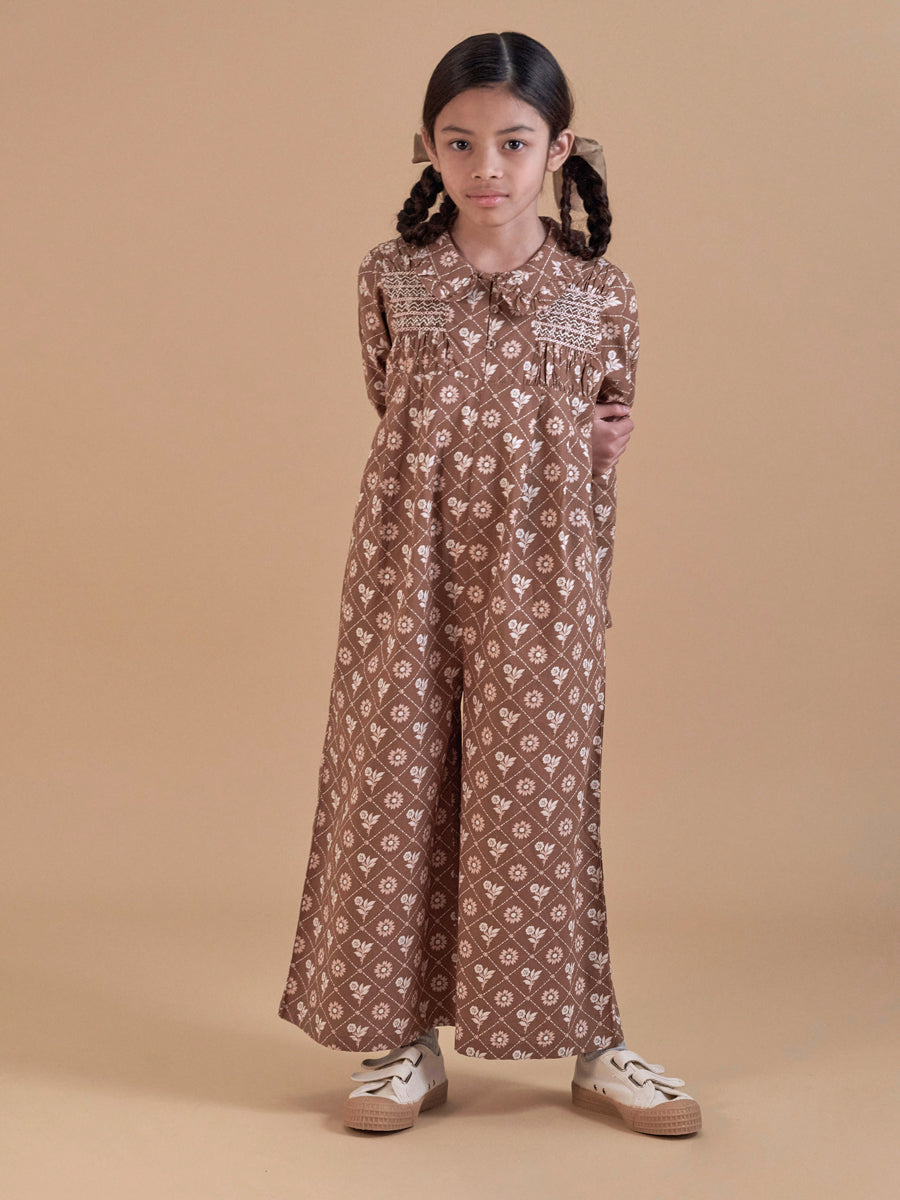 Dahlia' Jumpsuit - Loaf Tin Floral Mud – Sage Kids