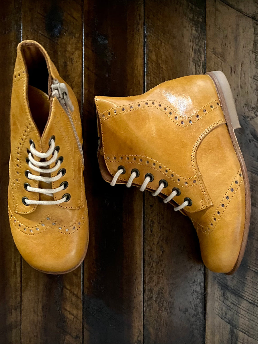 Mustard leather ankle boots hotsell