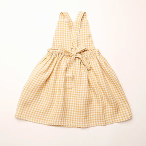 Nellie Quats Girls Conkers Pinafore Dress In Hay Check Linen.