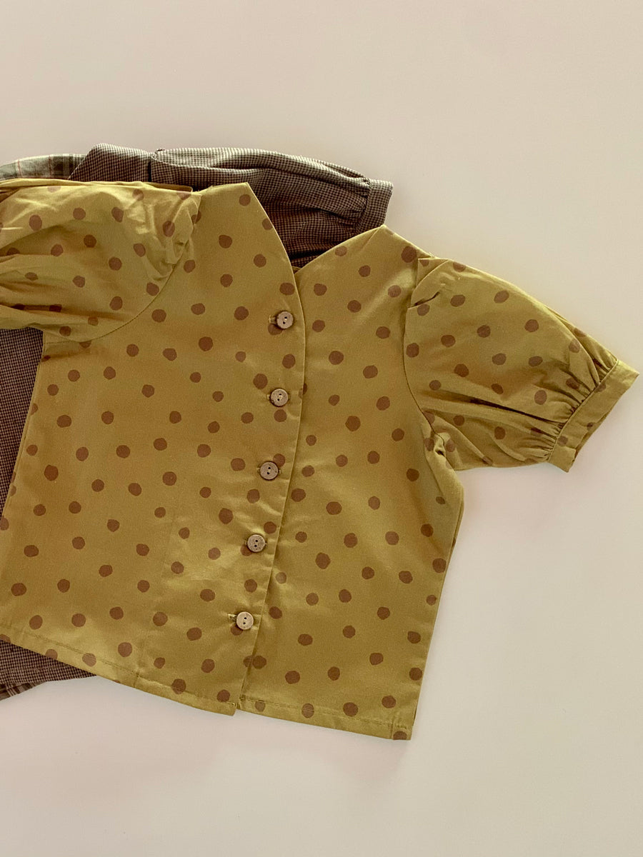 Suzu Shirt - Yellow Brown Dots