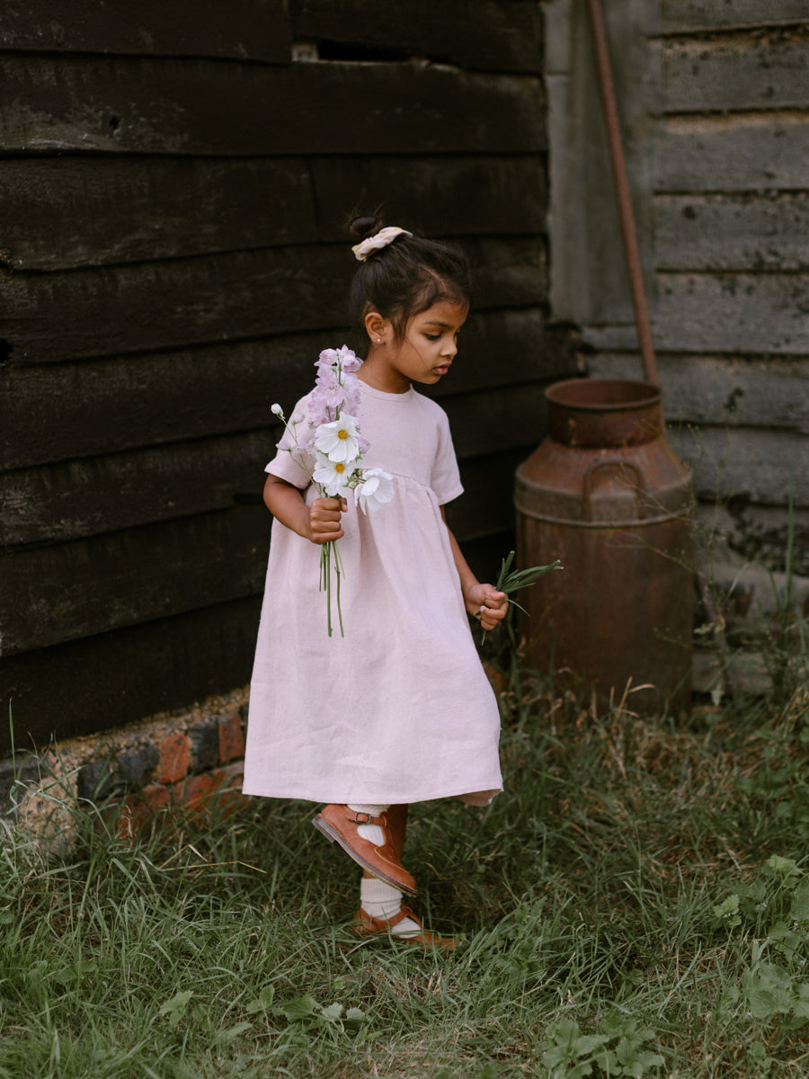 Hopscotch Dress Blush Linen – Sage Kids - Main Image