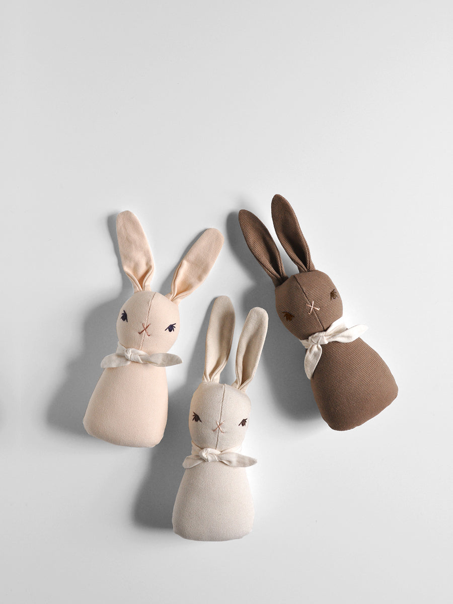 PDC Tiny Rabbit Rattles - Cream, Brown, Peach