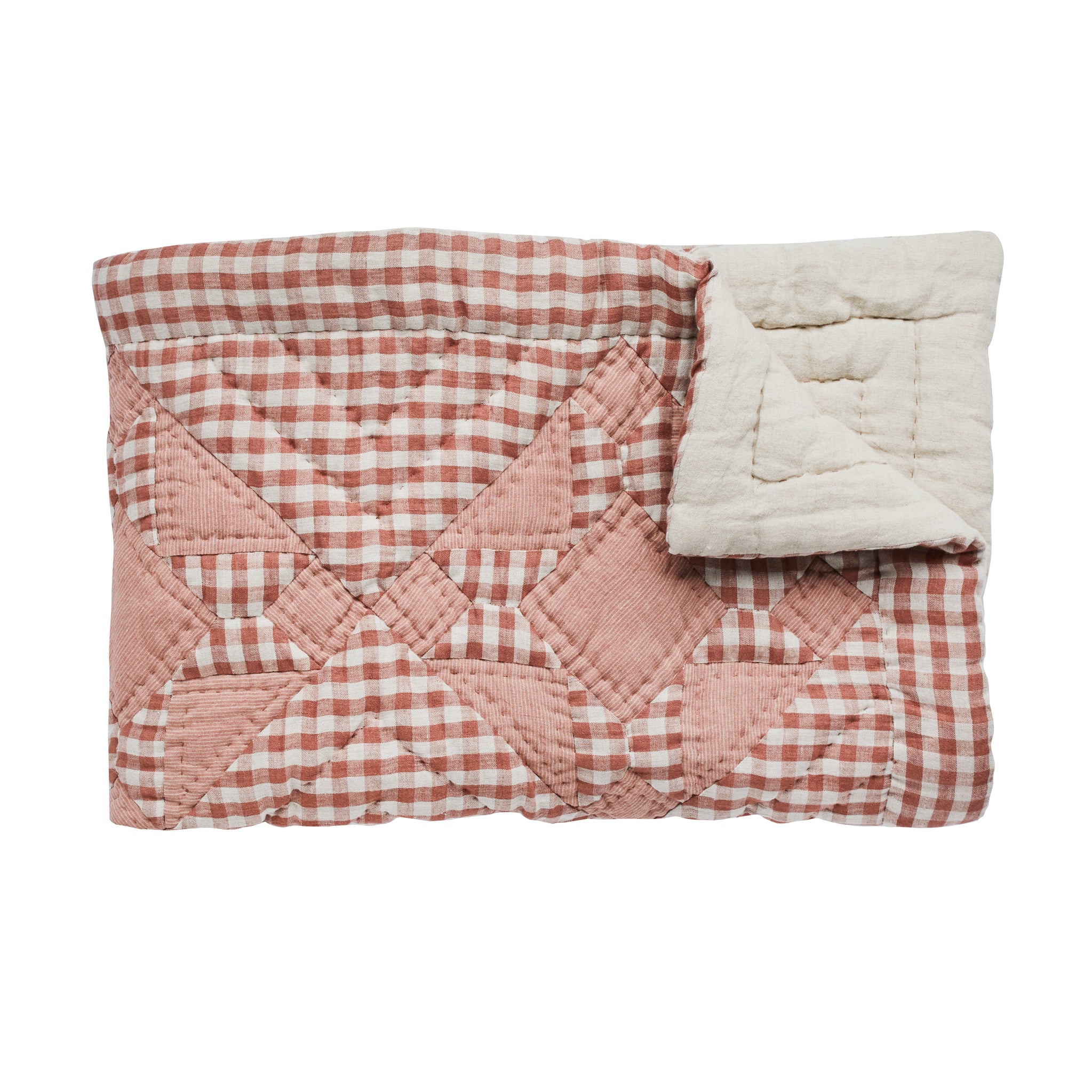 Wes Gingham Baby Quilt - Blush