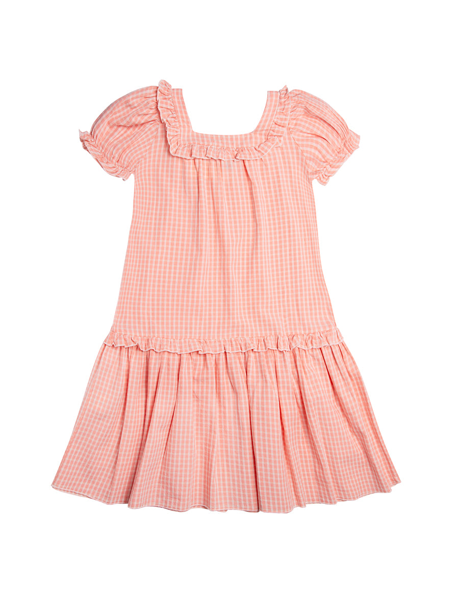Rachel Dress - Coral Check – Sage Kids