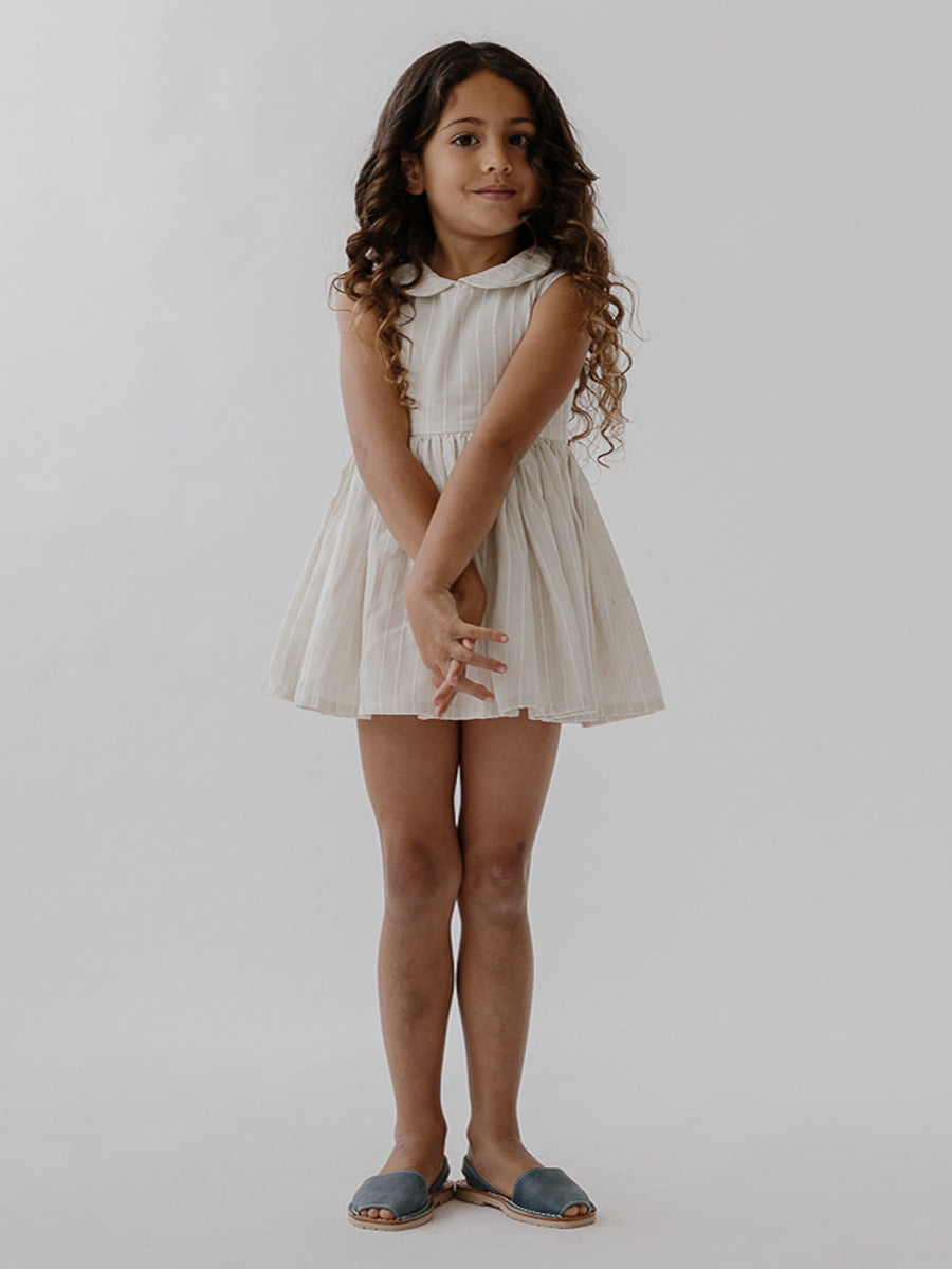 Sunday Dress - Birch Woven Stripe Sage Kids Sunday Dress - Birch Woven Stripe Sage Kids