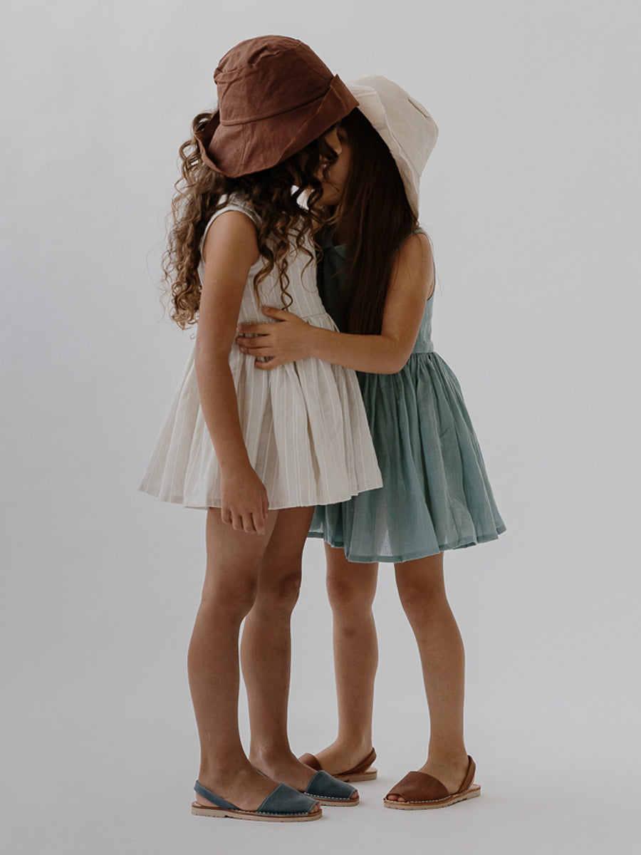 Sunday Dress - Birch Woven Stripe Sage Kids Sunday Dress - Birch Woven Stripe Sage Kids