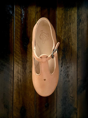 Girls Tan Mary Jane leather shoes by Nathalie Verlinden 