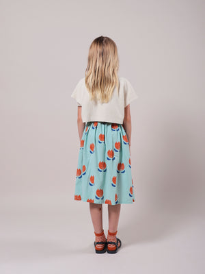 Chocolate Flowers All Over Buttoned Midi Skirt