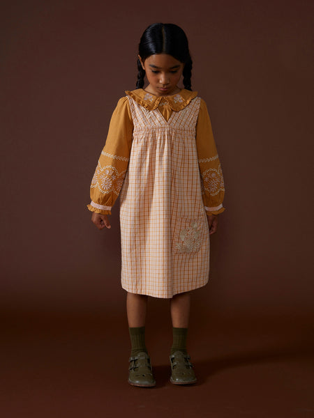 'Billie' Overdress - Forester Check Ribbon – Sage Kids