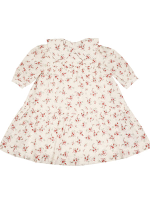 Beautiful Belati spring summer dress for girls in Ivory with a red floral print.