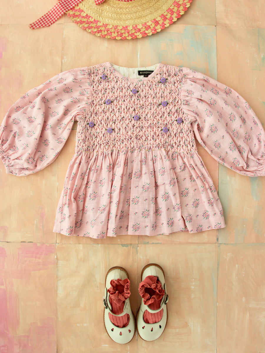 未使用】bonjour diary Blouse in Pink 6y-