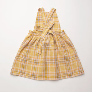 Conkers Pinafore - Hay Plaid Linen