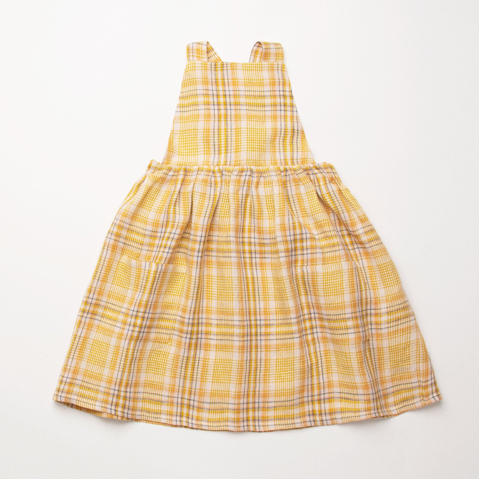 Conkers Pinafore - Hay Plaid Linen