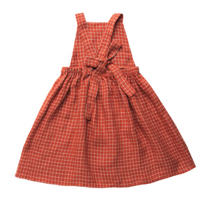 Conkers Pinafore - Rust Check Linen