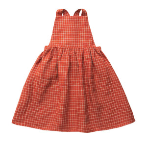 Conkers Pinafore - Rust Check Linen