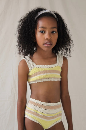 Cotton Crochet Bikini for Girls in Stripe 