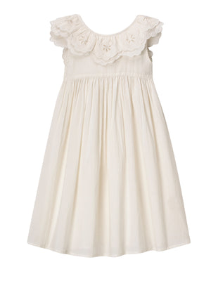 Girls Faune Embroidered Wren Dress In Vintage White 