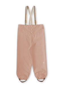 Faire Child Rain Pants In Beach Rose With Straps and Brass Snaps