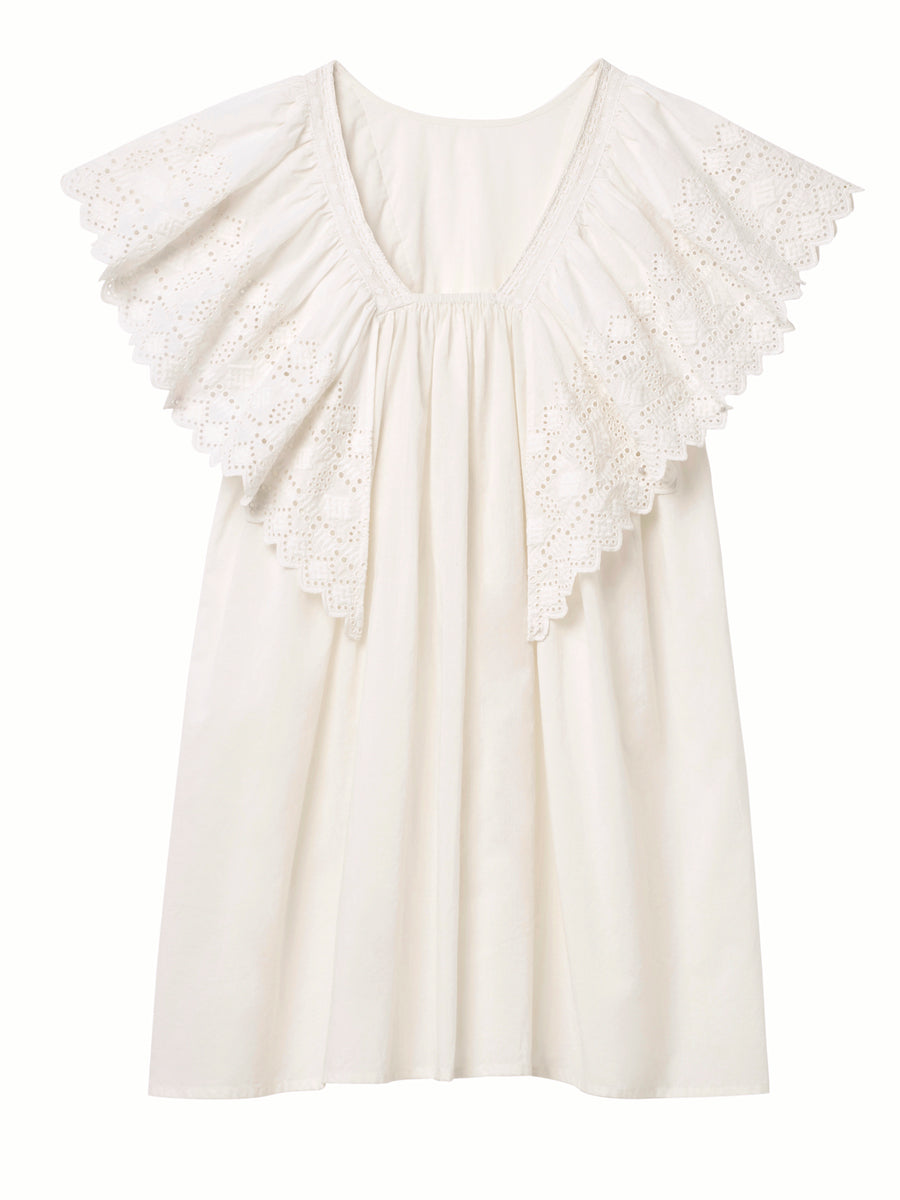 Faune Hibiscus Dress In Vintage White