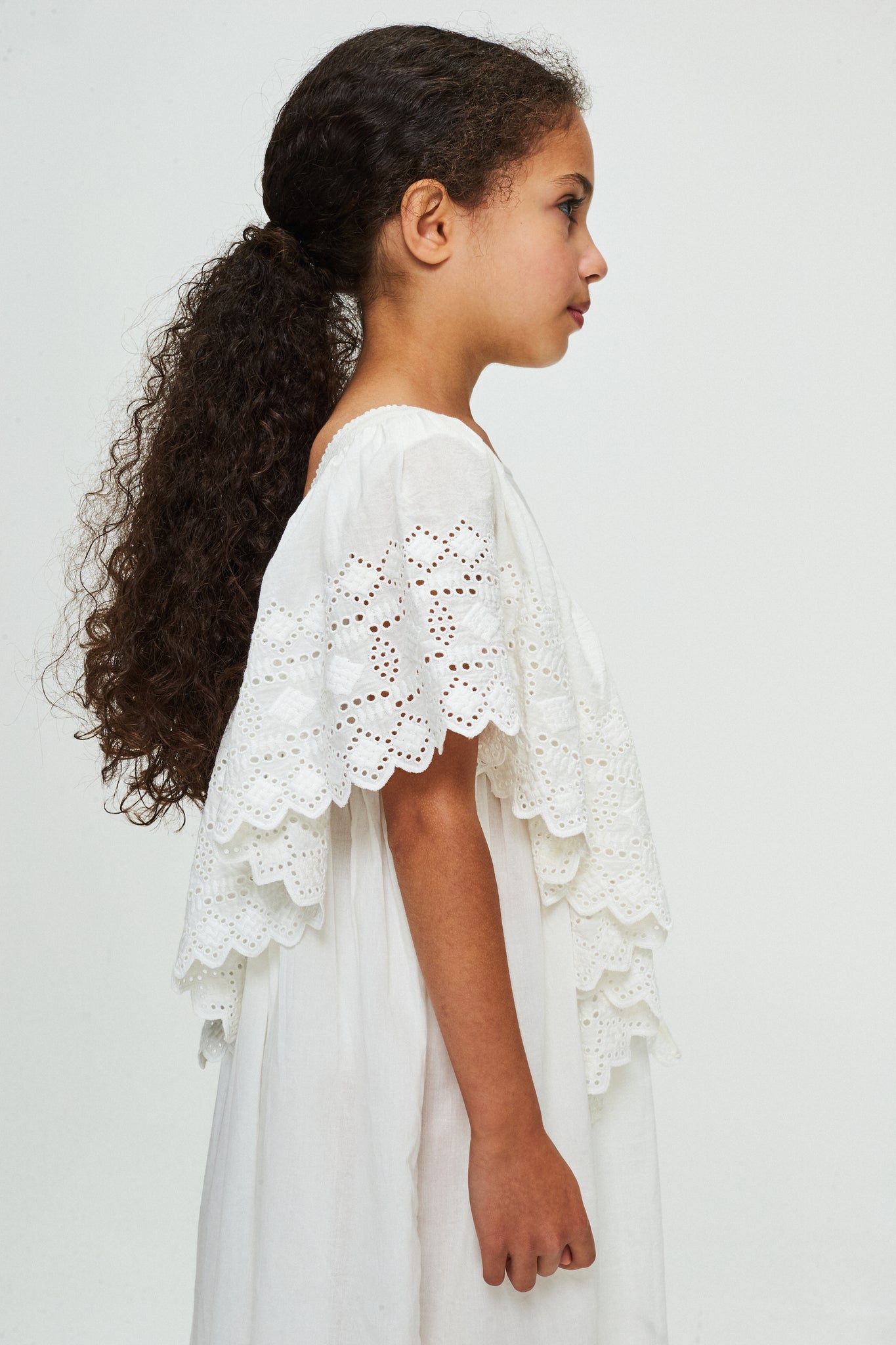 Girls Faune Hibiscus Dress In Vintage White