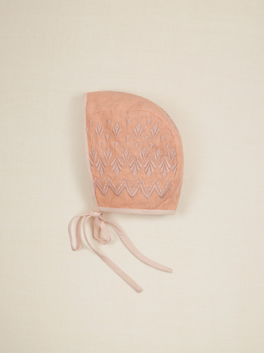 Cotton woven embroidered bonnet vintage inspired child
