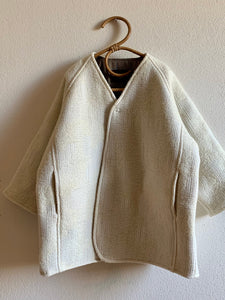 Hello Lupo Kimono V neck wool coat with snap button closures and side pockets