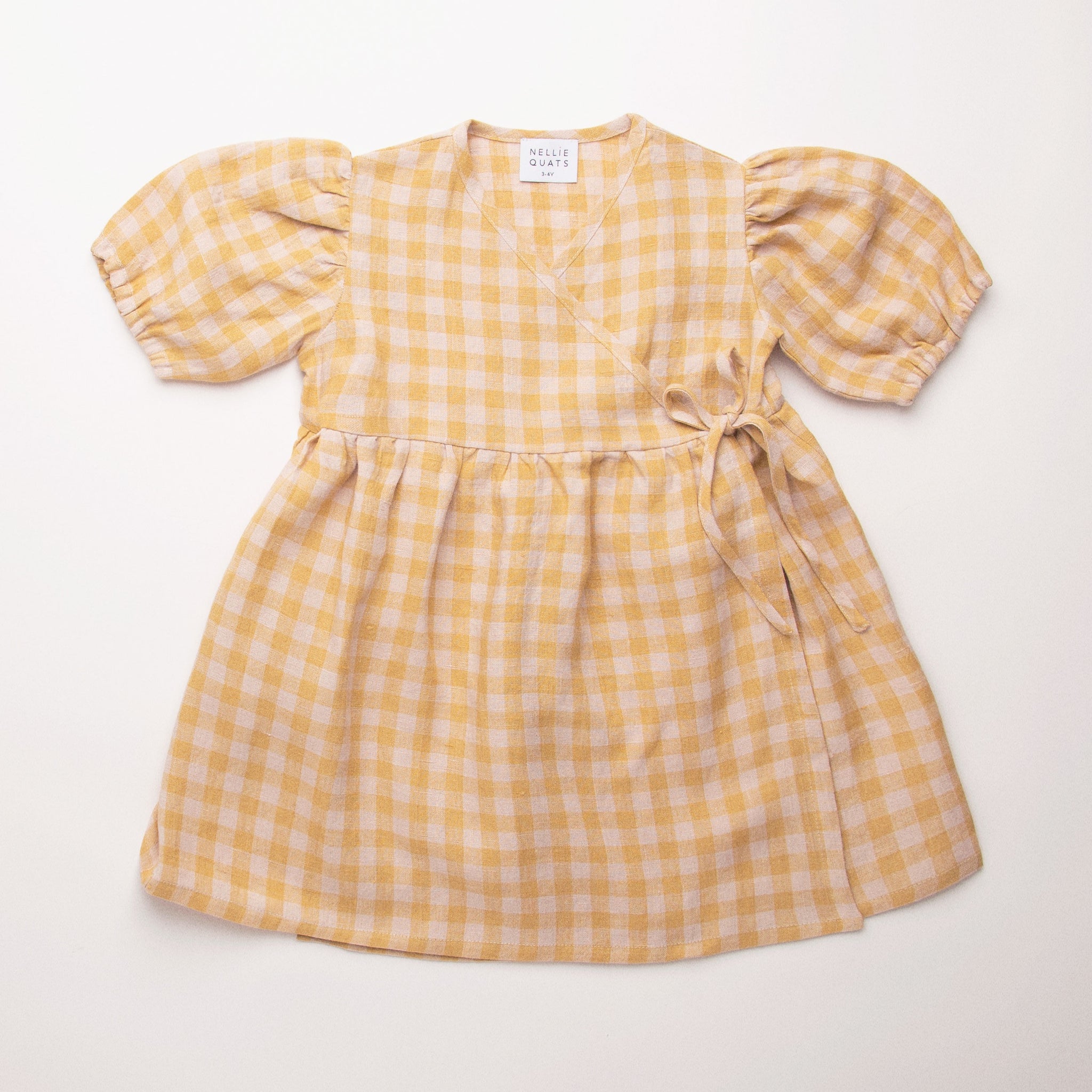 Nellie Quats Girls Kiss Chase Dress In Hay Check Blush Gingham