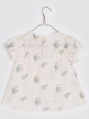 Little Cotton Clothes Beth Blouse In Blue Floral Short Sleeves