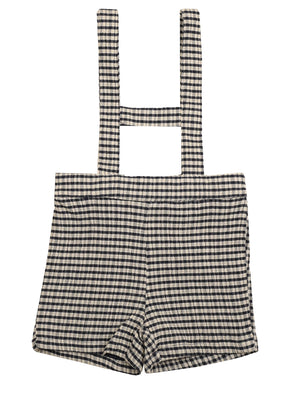 Noma Baby Overall Shorts In Gingham Navy