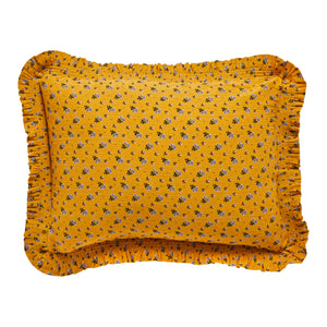 Leinikki Smocked Frill Cushion, Cover Only - Mustard
