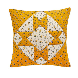 Patchwork Cushion, With Inner - Mustard
