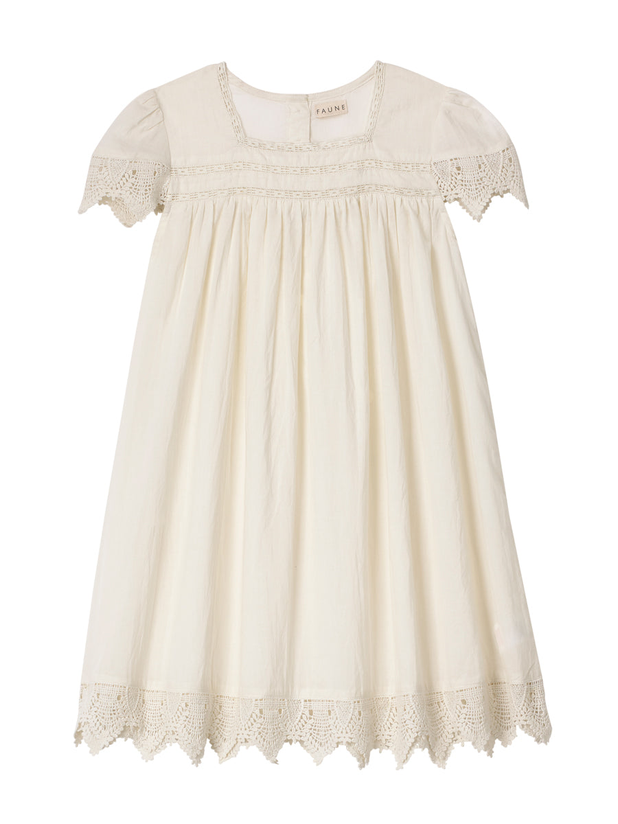girls white vintage inspired night gown with lace trim by Faune
