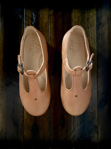 Girls Tan Mary Jane leather shoes by Nathalie Verlinden 